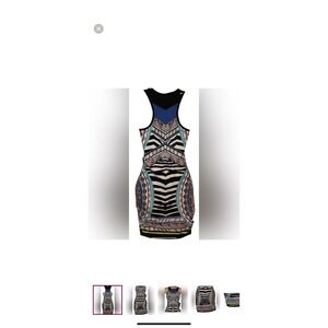 Geometric print bodycon tank dress By Express Sleeveless size XS colorful NWT